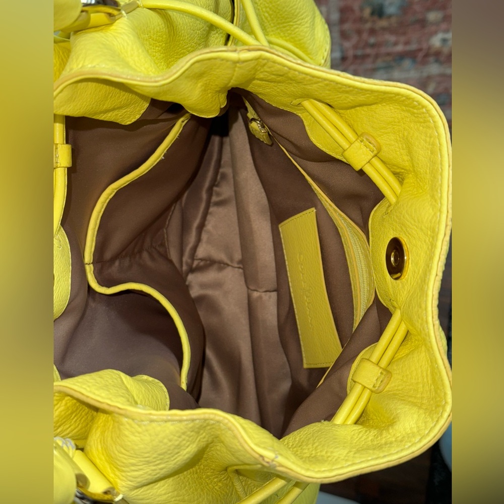 Cole Haan Yellow Leather Hobo Bucket Style Bag Great Condition - Picture 7 of 12